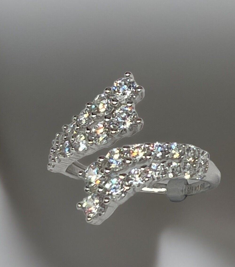 Sterling Silver Open Band CZ Ring (Size 7)Stunning Stylish Trendy Chic Statement